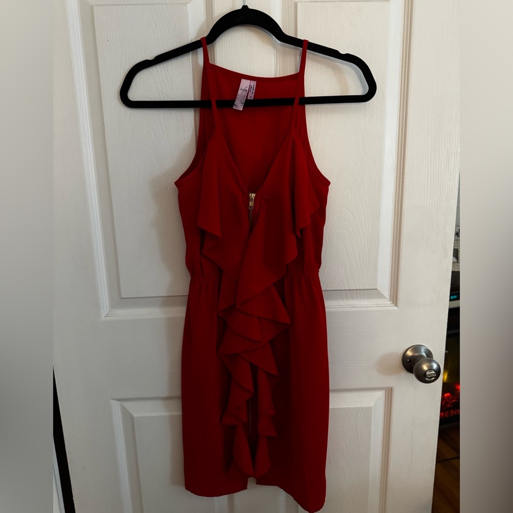 Alya Vibrant Red Ruffle Mini Dress